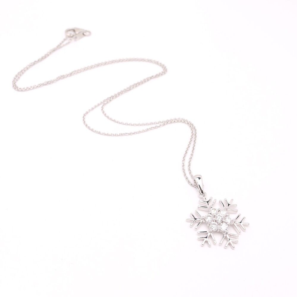 Snowflake Necklace 0.75 ctw Moissanite in Platinum Over Sterling Silver